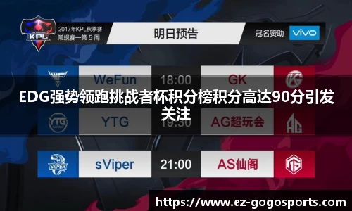 EDG强势领跑挑战者杯积分榜积分高达90分引发关注